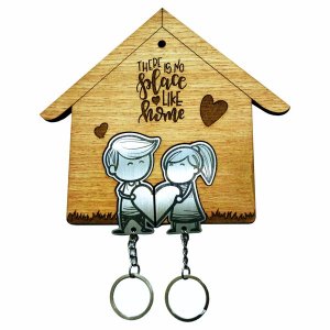 Boy &amp; Girl Magnetic Clip In Keyrings. House Warming or Couples Gift Set