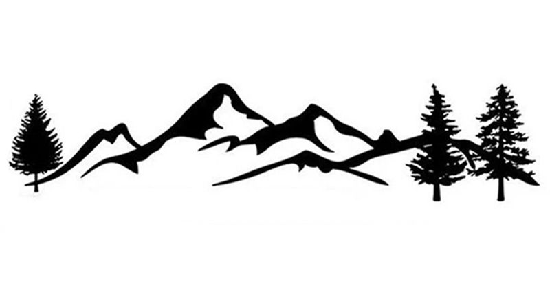 Car Vinyl Decal Sticker - 100 x 20cm Caravan Mountain &amp; Trees Decal #5