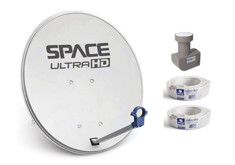 Space Television UltraHD 65cm Galvanised Steel Twin Satellite Dish Kit