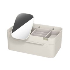 All-in-One Tabletop Makeup Vanity Organizer with Rotatable Mirror