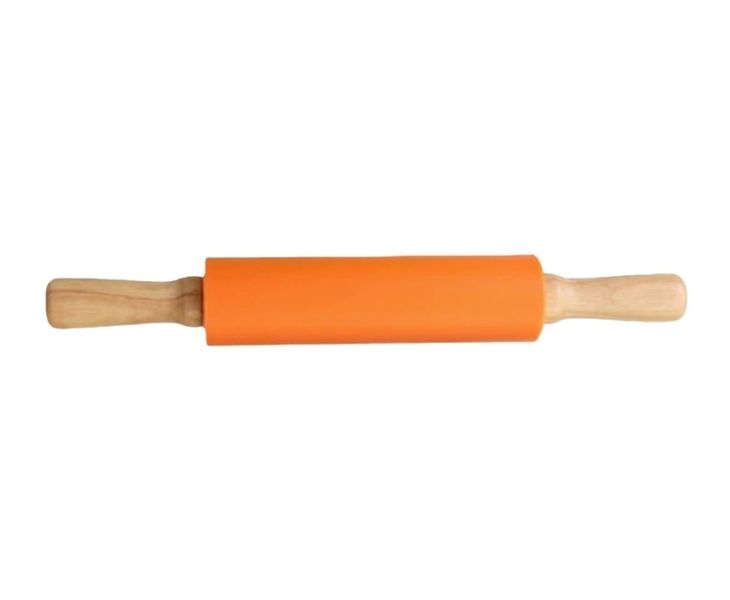 Nonstick Silicone Rolling Pin With Wooden Handle For Baking