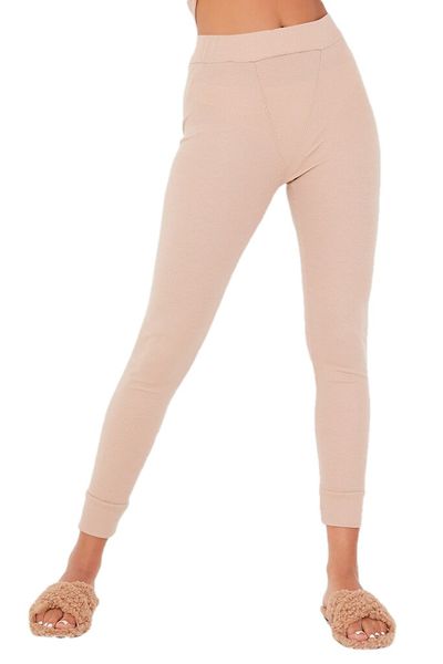 I Saw it First - Ladies Taupe Waffle Texture Pyjama Leggings