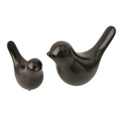 Nordic Scandinavian Set of 2 White Ceramic Bird Decor Ornament Figurines