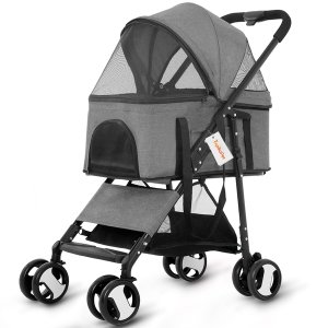 TopikaPet - 4-Wheels Portable Pet Stroller with Detachable Carrier