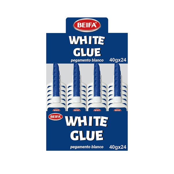 BEIFA White Glue 40g - Easy-Apply Craft Adhesive (24 Pack Display)