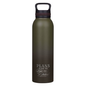 Stainless Steel Water Bottle - Plans To Give You Hope and a Future, Green