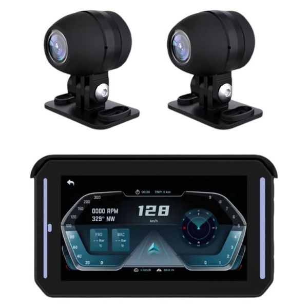 5" Motorcycle Media Screen Wireless Carplay/Android Auto &amp; Dual TPM Cameras