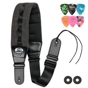 LEKATO 9cm Wide Padded Guitar Strap Set for Heavy Guitar Bass, Adjustable