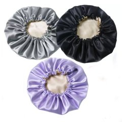 3 x Reversible Duchess Satin Bonnet Dual Layer - Grey, Black &amp; Purple