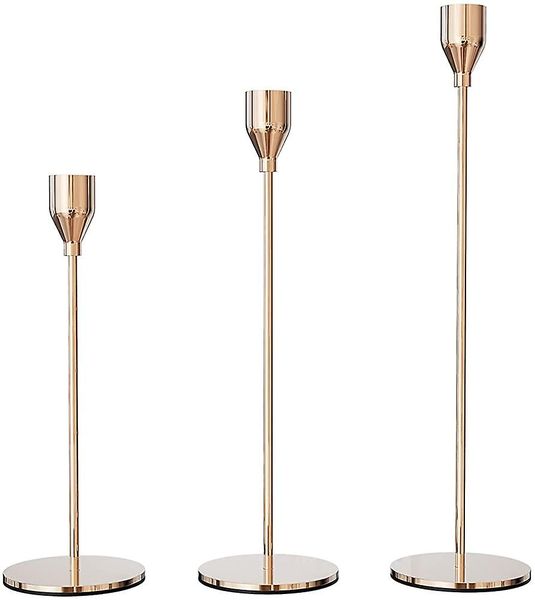 3 Piece Gold Candle Holder Set