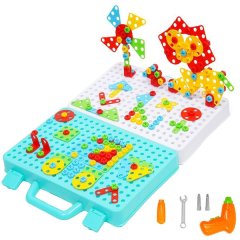 Children's screw Electric Drill DlY Puzzle 3D Building Blocks Toy - 316 Pieces