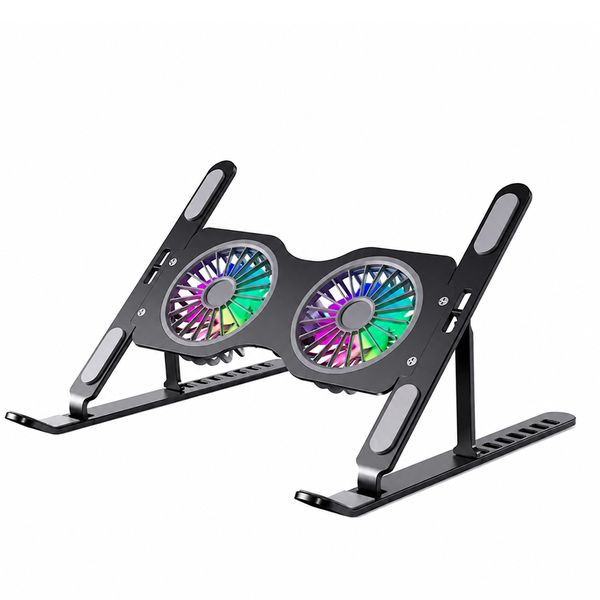 Laptop Cooling Stand with RGB Fans, Adjustable Height Gaming Riser