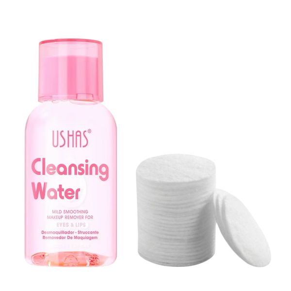 Pack of 2-Ushas Pink Micellar Cleansing Water &amp; Makeup Remover&amp; Cotton Pads