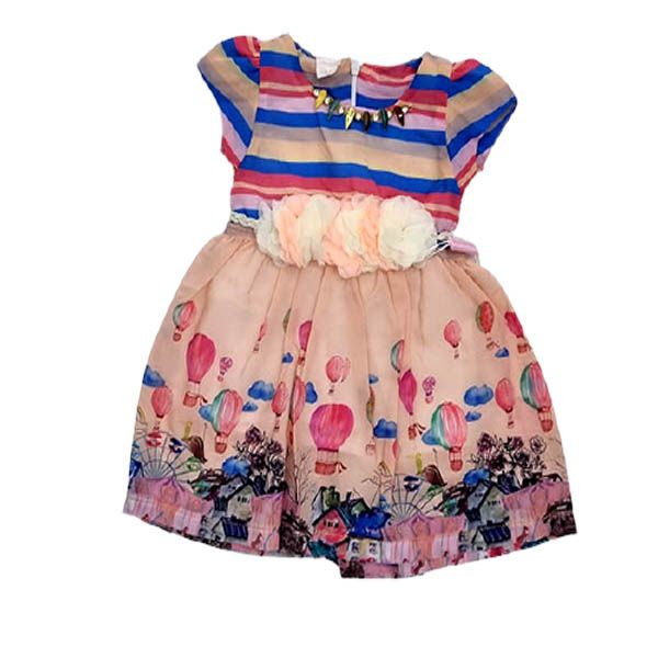 Baby Girls Peach Colourful Hot Air Ballon Inspired Dress