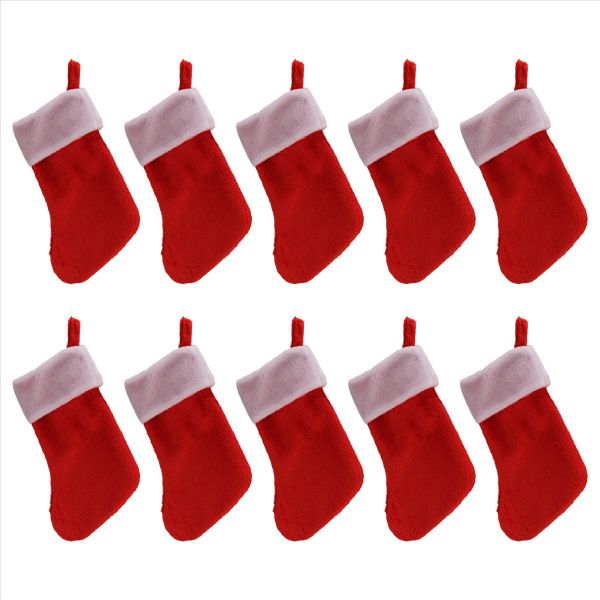 10PCS Red Felt Christmas Stockings Christmas Stockings Holder Socks Home Fi