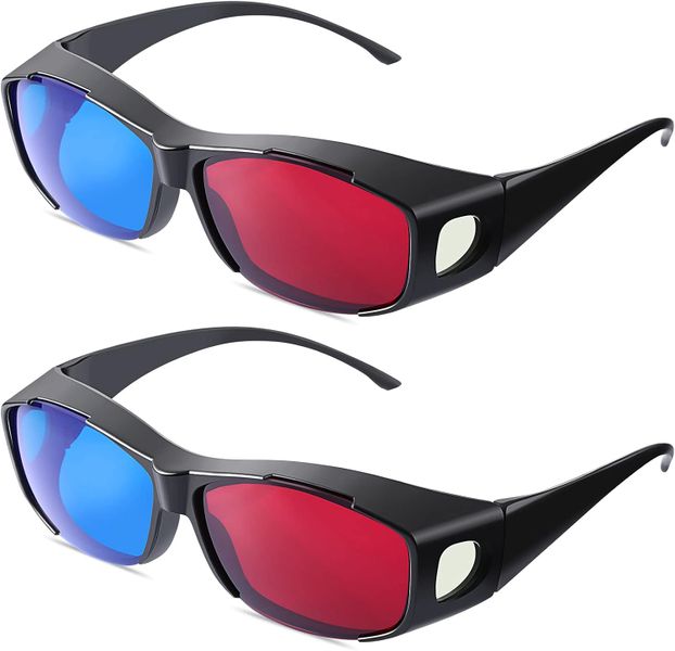 2 Pack 3D Glasses Movie Game Glasses 3D Red Blue Glasses for 3D Movies