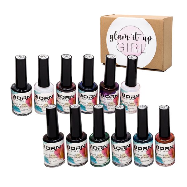 Glam It Up Girl/UV Gel Nail Polish Watercolor Ink Marbling Nail Art -12 Piece