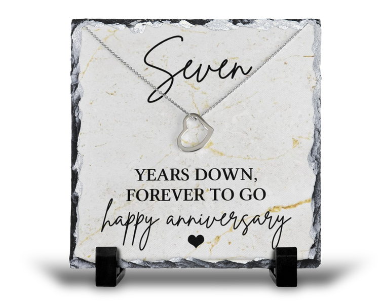 Seven Years Down Forever To Go 7th Anniversary Gift Rock Slate