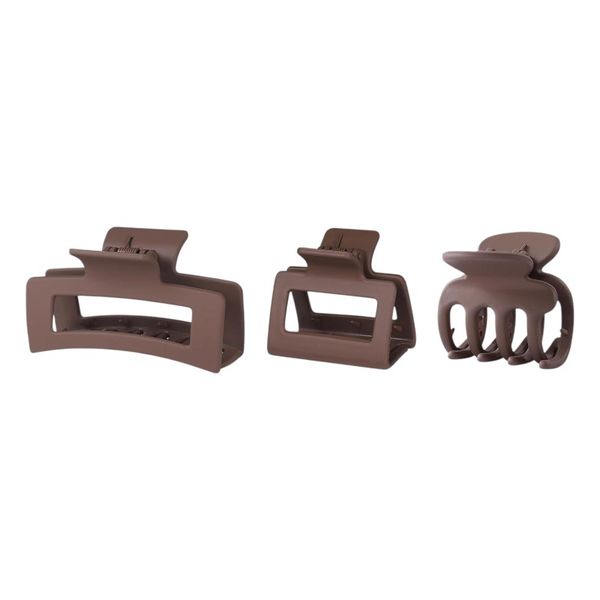 3 Pack Hair Claw Clips Set - Brown
