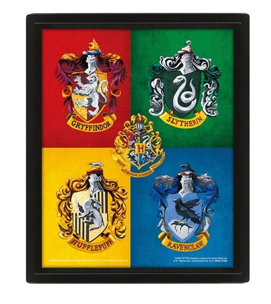 Harry Potter (Colourful Crests) - Framed 3D Lenticular Poster (25cm x 20cm)