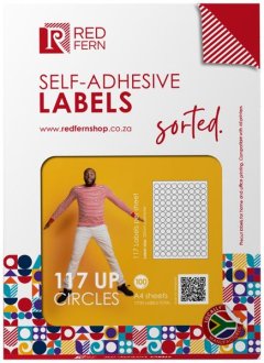 Redfern Circle 117up A4 Self-Adhesive Labels 100 Sheets