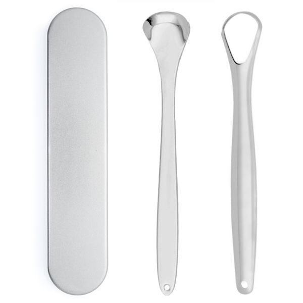 Dewy - Tongue Scraper / Cleaner Set for Fresh Breath (2 Scrapers with Case)