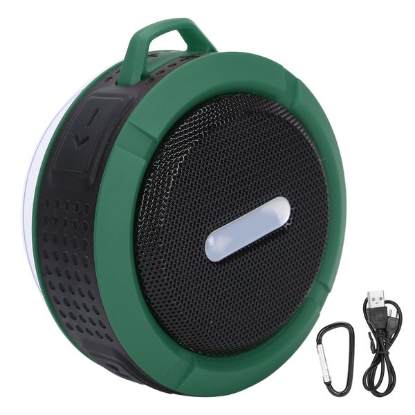 C6 Bluetooth Speaker with Suction Cup Carabiner Waterproof Subwoofer Green