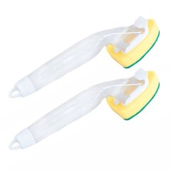 Cleaning Sponge Brush With Clear Handle - 2 Pack