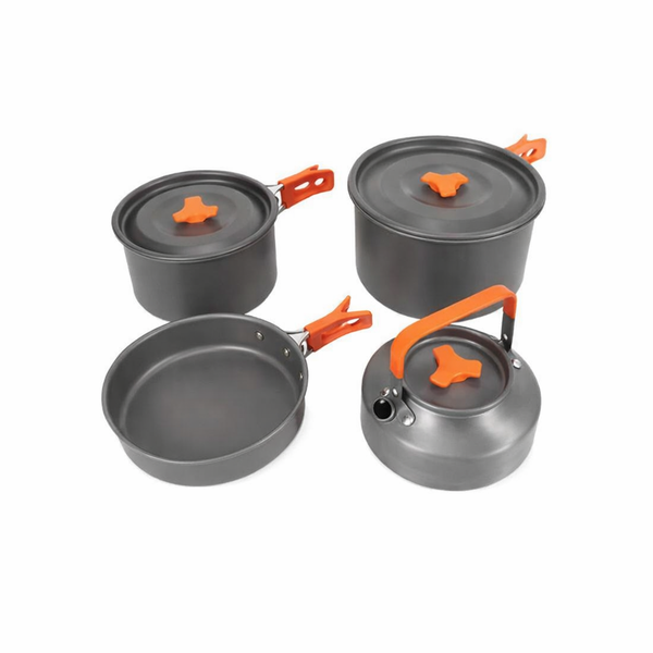Portable Outdoor Camping Cookware Set with Foldable Handles