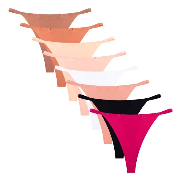 Seamless No-Show Thong Underwear for Women | 8-Pack Multi-Colour G-Strings