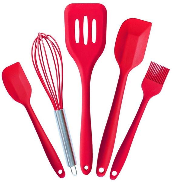 5 Piece Silicone Spatula Heat-Resistant Cooking Utensil Set
