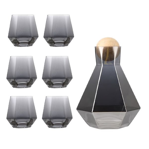 7 Piece High Quality Luxury Geometric Design Water Glass Set - Gold