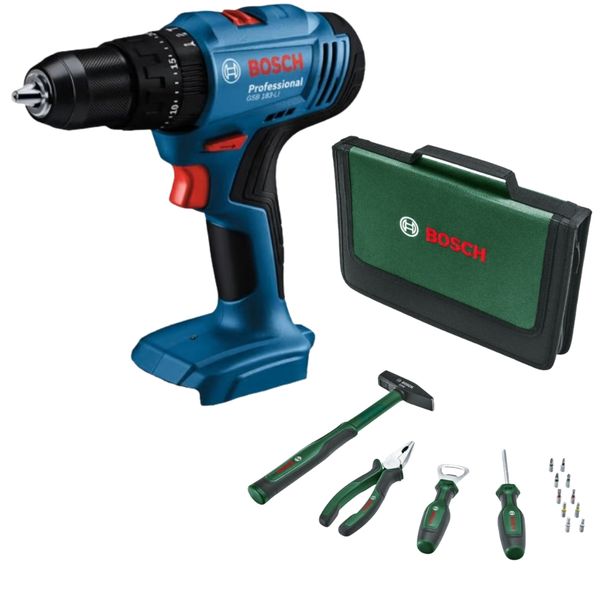 Bosch - Cordless Impact Drill - Tool Only with 14Piece Hand Tool Set