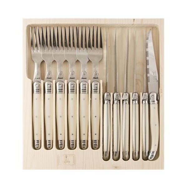 Laguiole By Jean Dubost - 12 Piece Knife &amp; Fork Set - Ivory - France