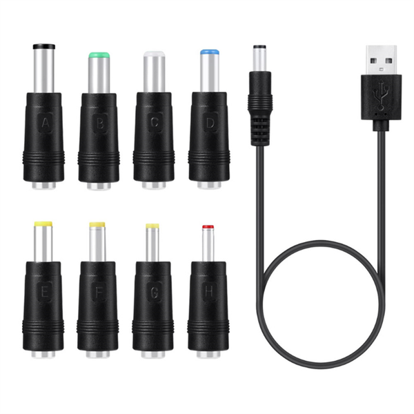 8 In1 5V Usb To Dc 5.5x2.1Mm 3.5Mm 5.5x2.5Mm 6.3Mm Plug Charging Cord