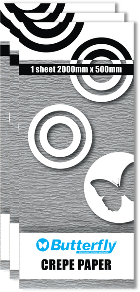 Crepe Paper - 1 Sheet (2Mx500Mm) Silver C36 X3