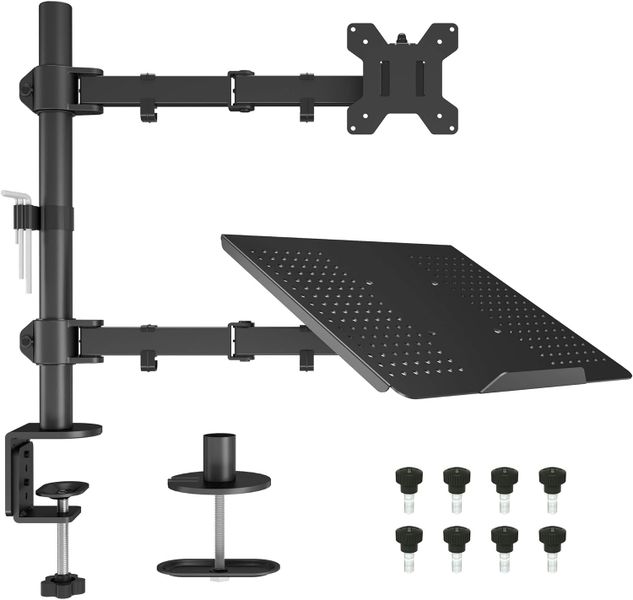 Bontec 13-27" Monitor Screen Arm Mount 17" Laptop Stand Tilt Swivel Rotate