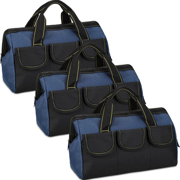 3Pack 16Inch Heavy Duty Waterproof Tool Bag Wide Mouth Electrician