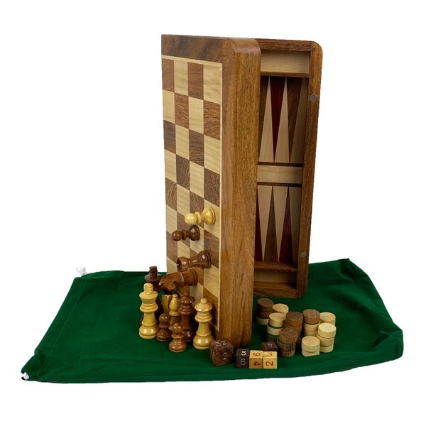 3 in 1 Magnetic Solid Wood Game Set 30cm