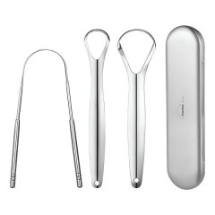 Steel Tongue Scraper Set | Oral Hygiene | Travel Set | 3 Scrapers in a Case