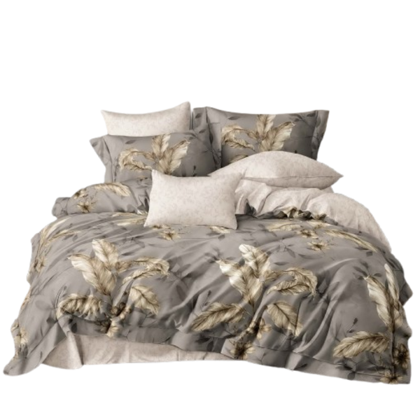 Linen Boutique - Duvet Cover Set Reversible-BotanicalGrey