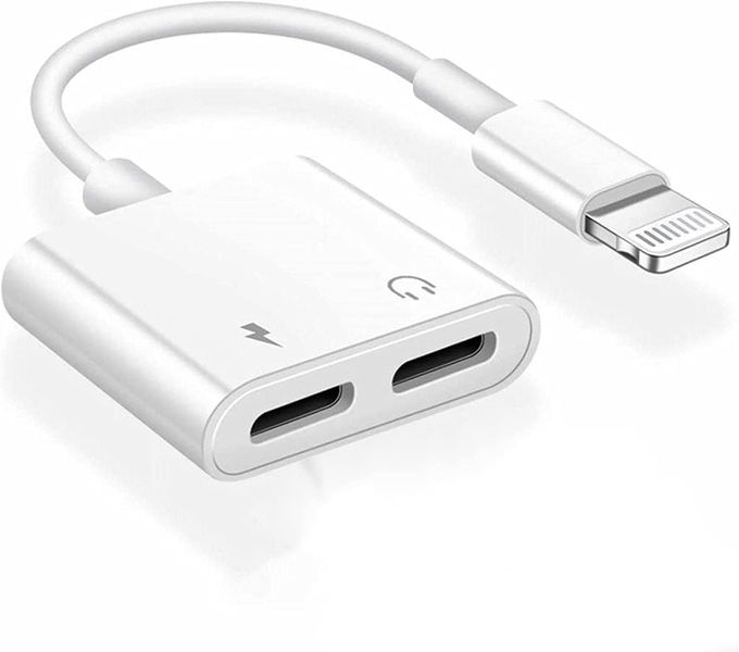 2 in 1 Dual Lightning Charger Cable Aux Audio Adapter Converter for iPhone