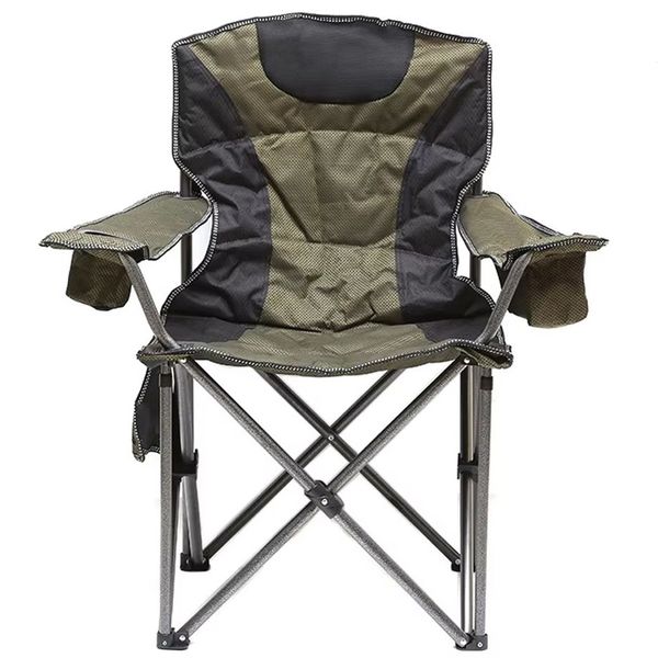 Heavy Duty Outdoor Folding Camping Chair with Side Pocket &amp; Armrest