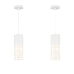 Ecomlight 7W Modern Pendant Tube Light - 4000K Sand White Aluminium - 2 Pack