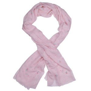 Ladies Pale Pink Scarf with Tiny Pink Embossed Flowers