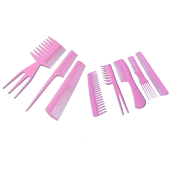 8 Pieces Professional Styling Comb Set - Pink
