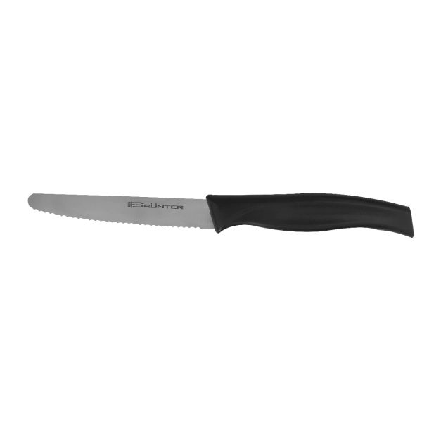 GRUNTER STEAK KNIFE ROUND TIP BLACK HANDLE - 6pc