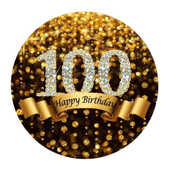 Happy 100th Birthday Round Wooden Vinyl Signage - 40cm