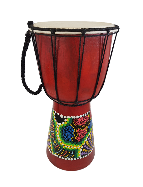 Djembe Hand Drum Hand Painted - Hand Painted Pattern Purple and Yellow - 30cm