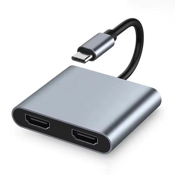 USB-C to Dual HDMI Adapter 4K- 4-in-1 USB-C Hub with USB 3.0 &amp; 100W PD